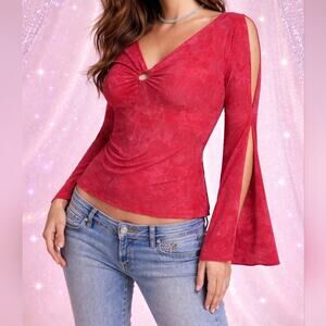 Vanity Y2K Flare Sleeve Top Long Sleeve Blouse Medium